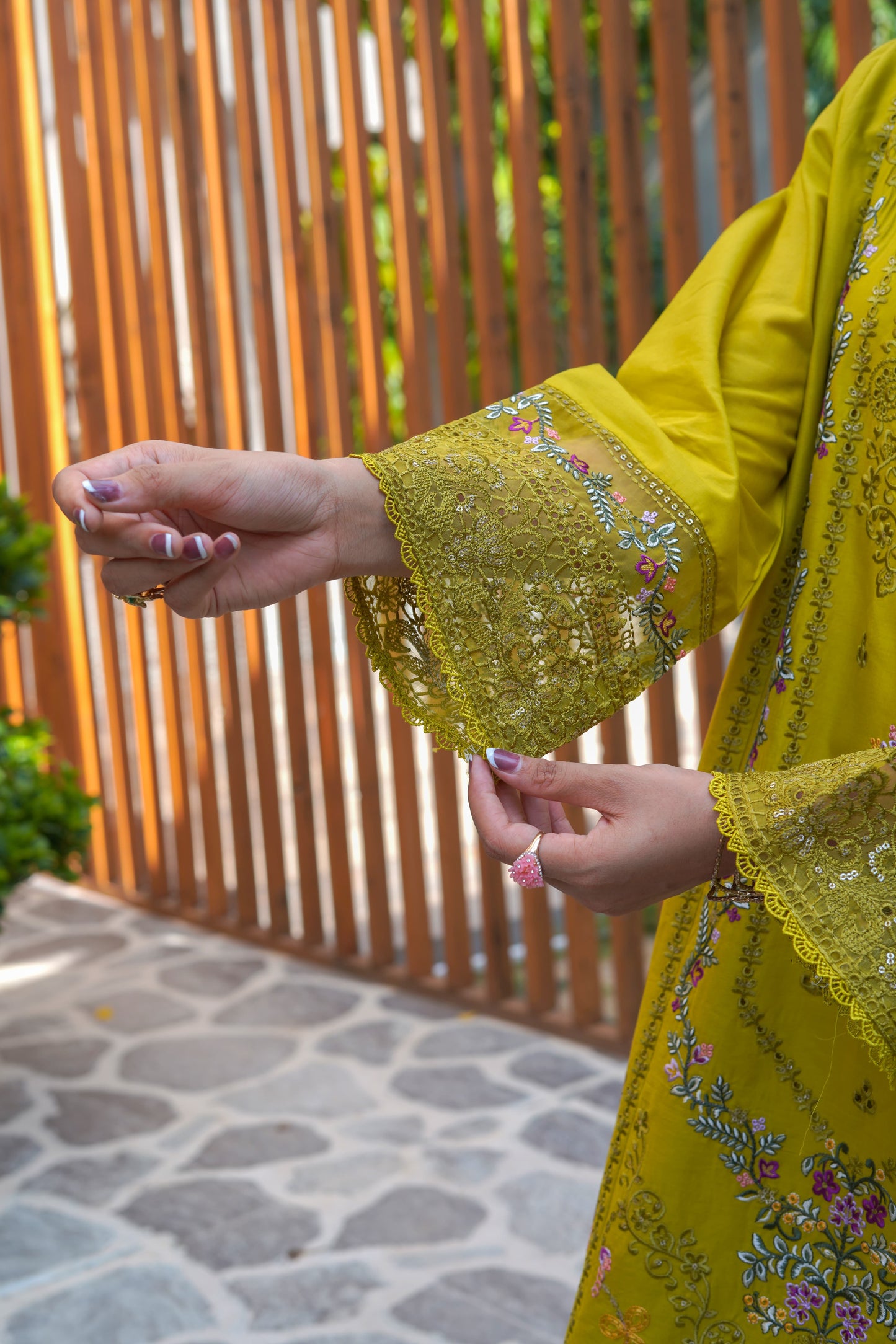 Olive Lime Embroidered Lawn Suit – 3 Piece