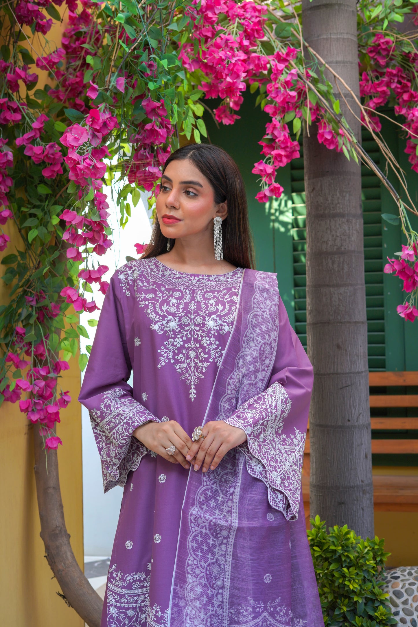 3 Piece Embroidered Lawn Suit with Daman Patch Work