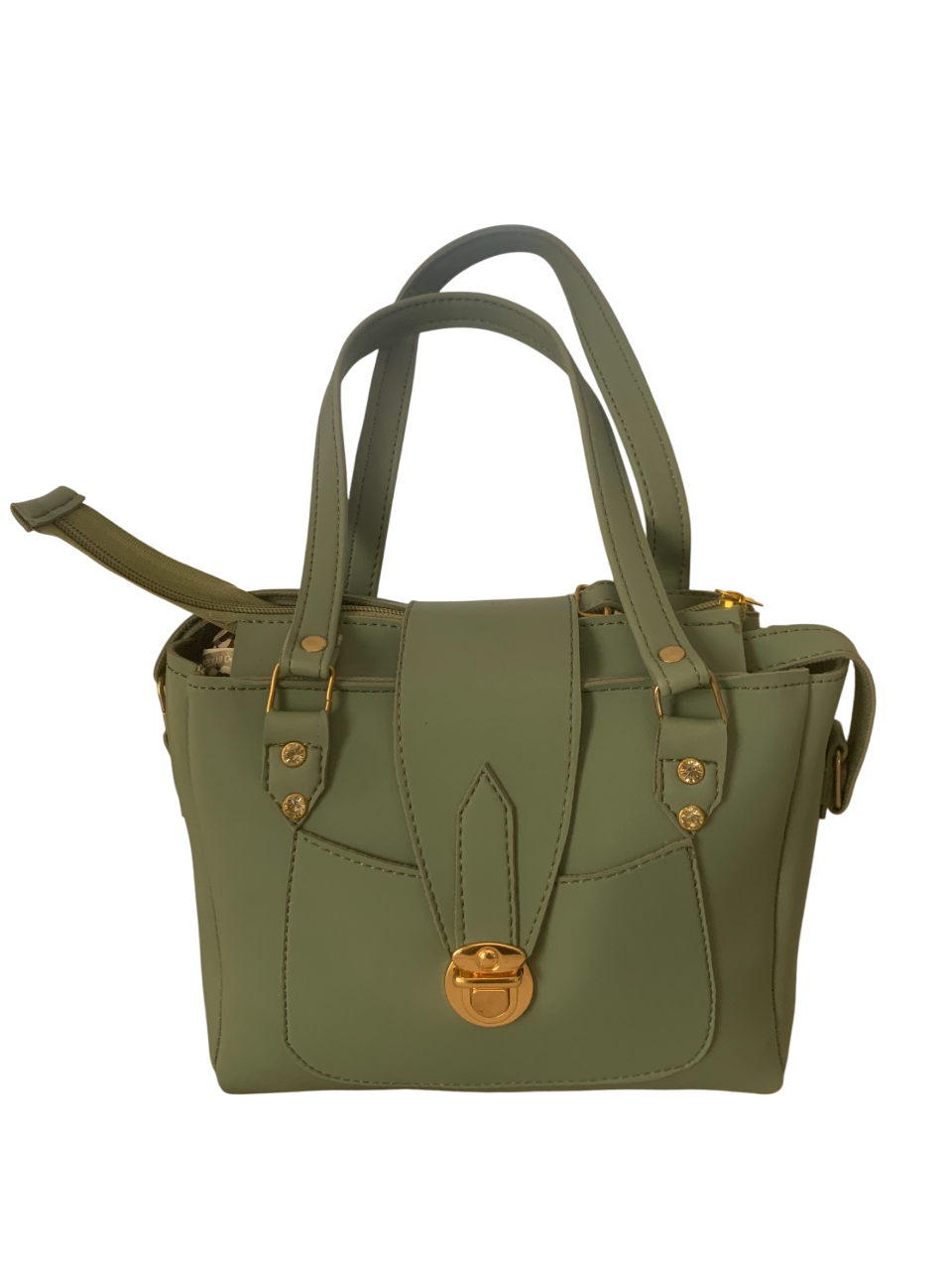 Elegant Green Handbag with Gold Lock - Stylish & Functional