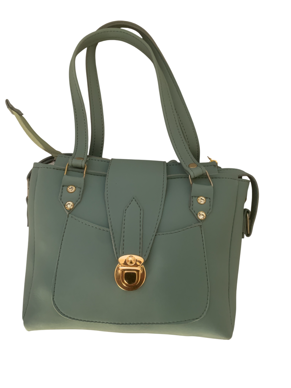 Elegant Green Handbag with Gold Lock - Stylish & Functional