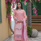 Peach Embroidered 3-Piece Suit with Printed Chiffon Dupatta