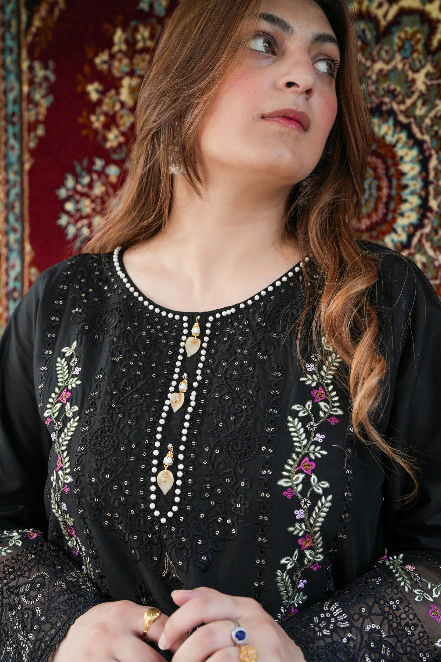 3 Piece Embroidered Lawn Suit with Printed Silk Chiffon Dupatta