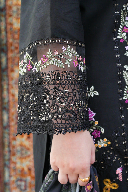 3 Piece Embroidered Lawn Suit with Printed Silk Chiffon Dupatta