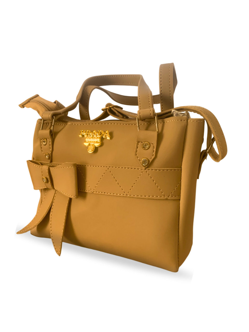 Elegant Mustard Handbag with Bow Accent