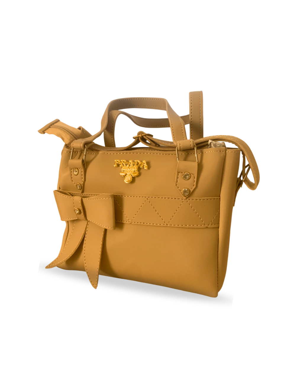 Elegant Mustard Handbag with Bow Accent