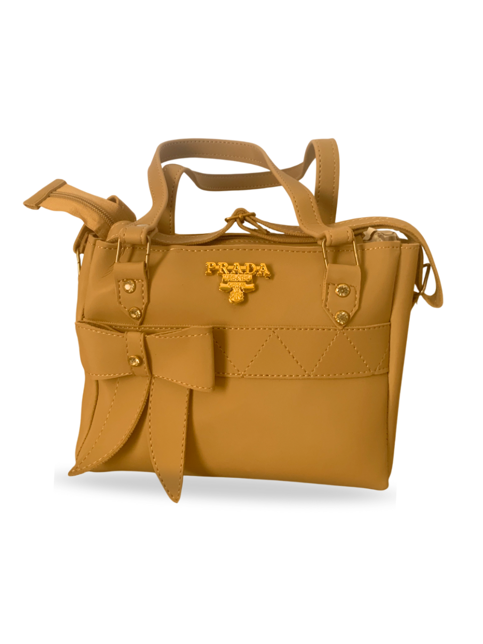 Elegant Mustard Handbag with Bow Accent