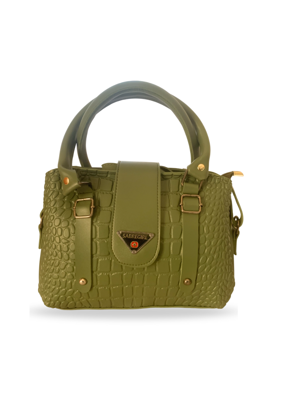 Luxe Olive Green Croc-Embossed Handbag