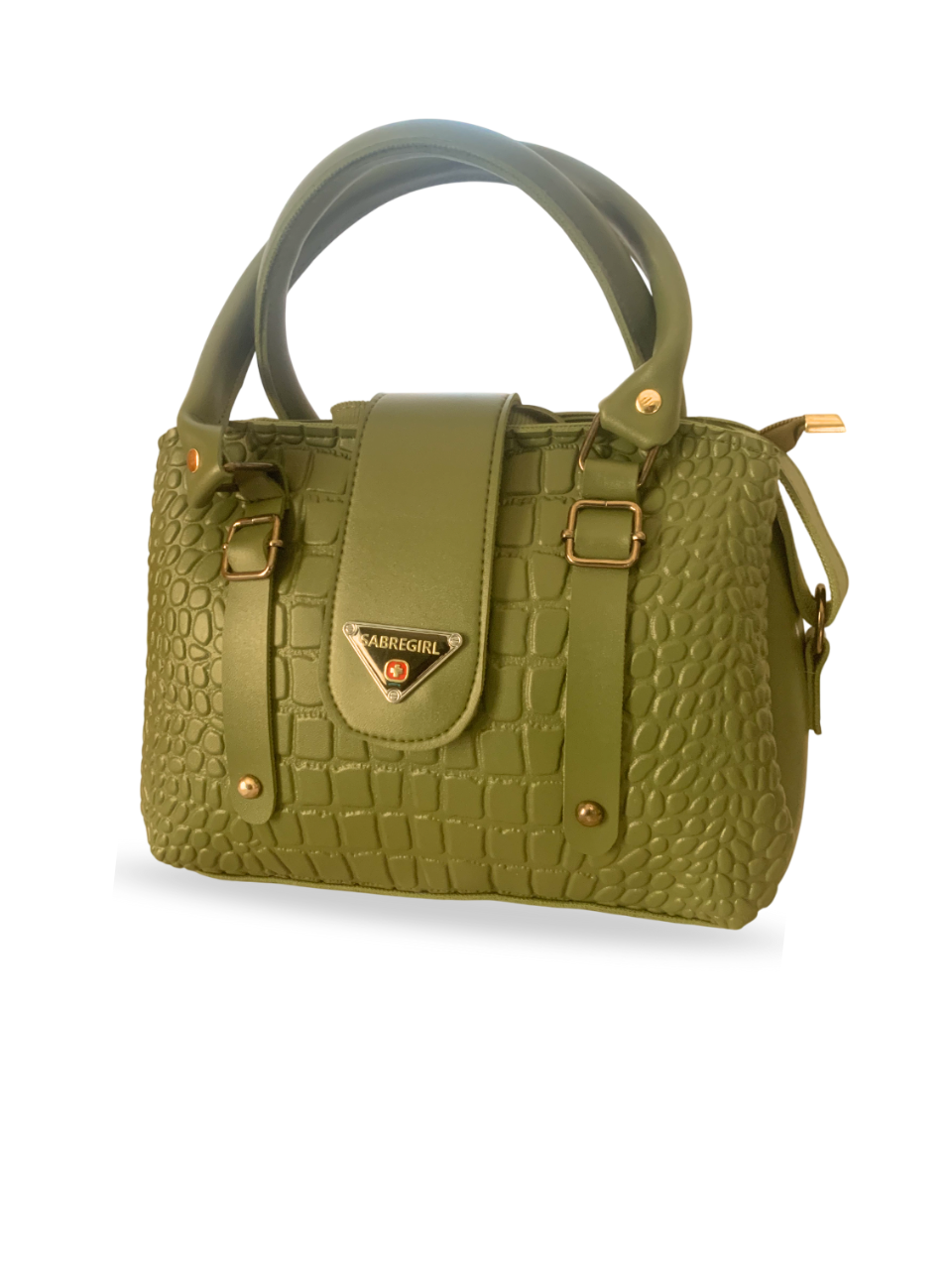 Luxe Olive Green Croc-Embossed Handbag