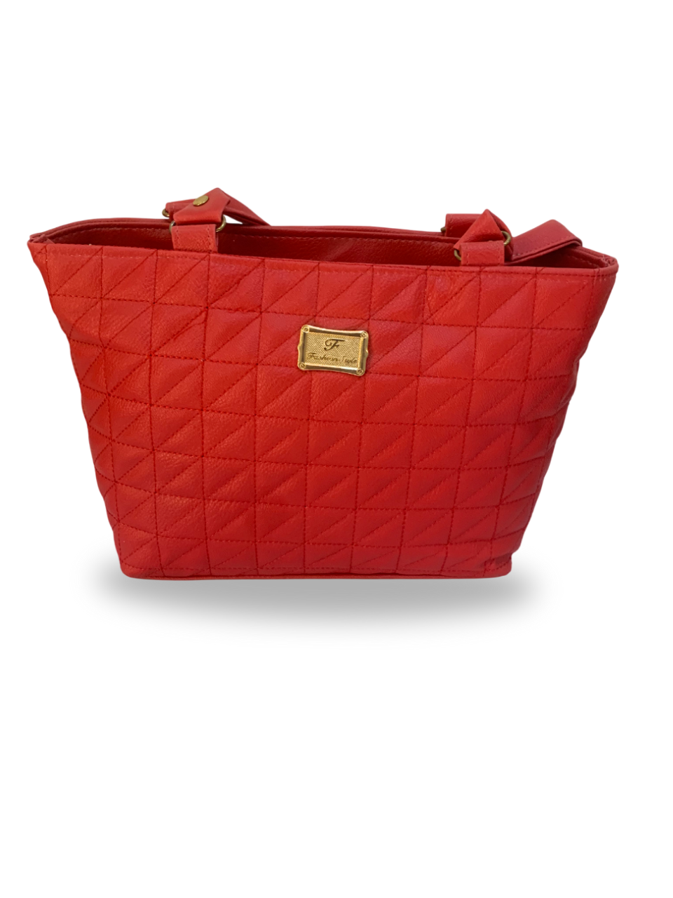 Red Quilted Tote Bag with Elegant Gold Detail