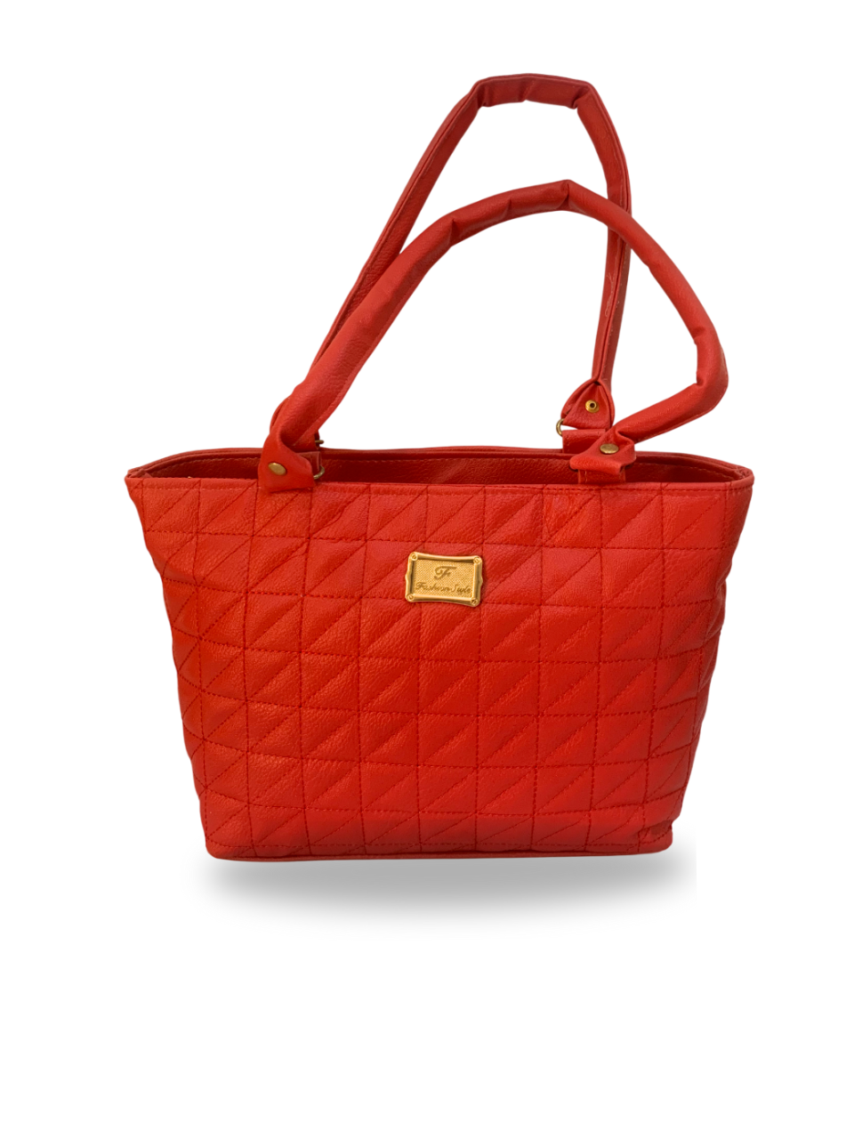 Red Quilted Tote Bag with Elegant Gold Detail