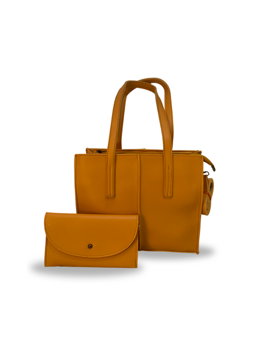 Chic Mustard Handbag with Matching Pouch