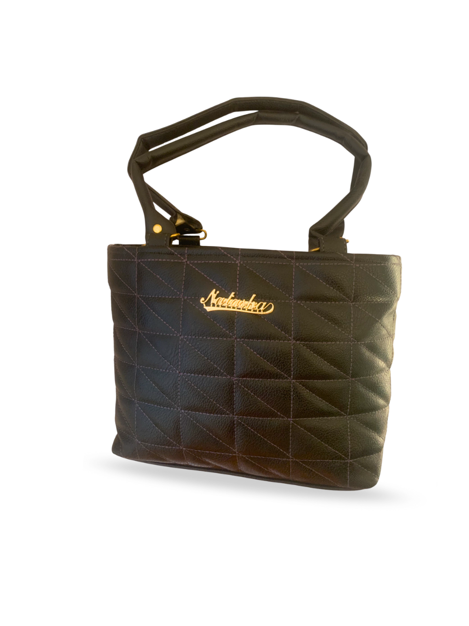 Classic Black Quilted Handbag with Gold Logo Detail