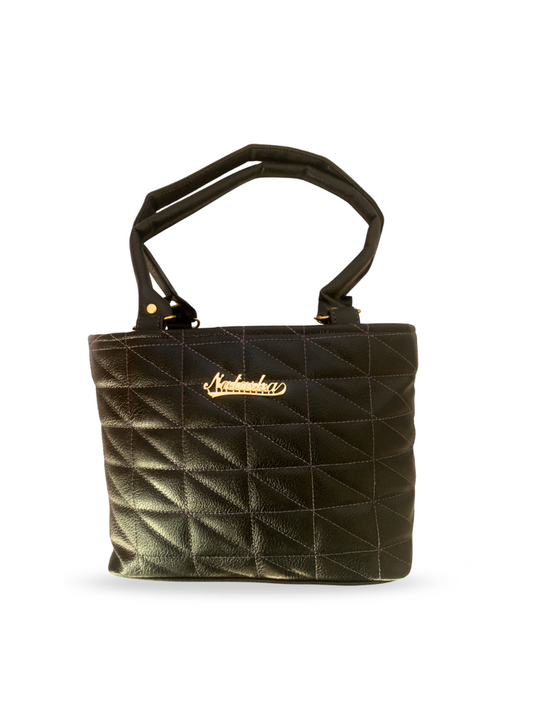 Classic Black Quilted Handbag with Gold Logo Detail