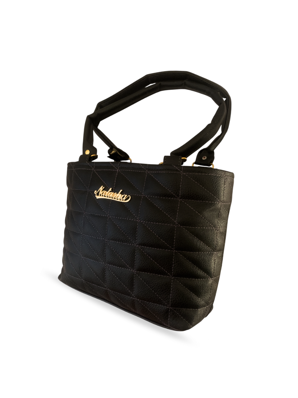 Classic Black Quilted Handbag with Gold Logo Detail