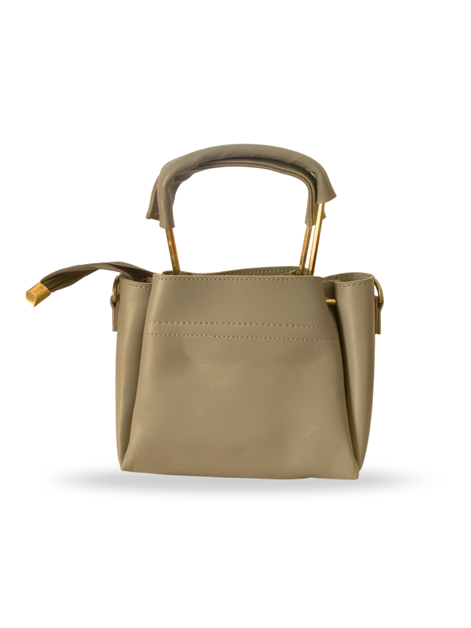 Elegant Beige Handbag with Gold Accents