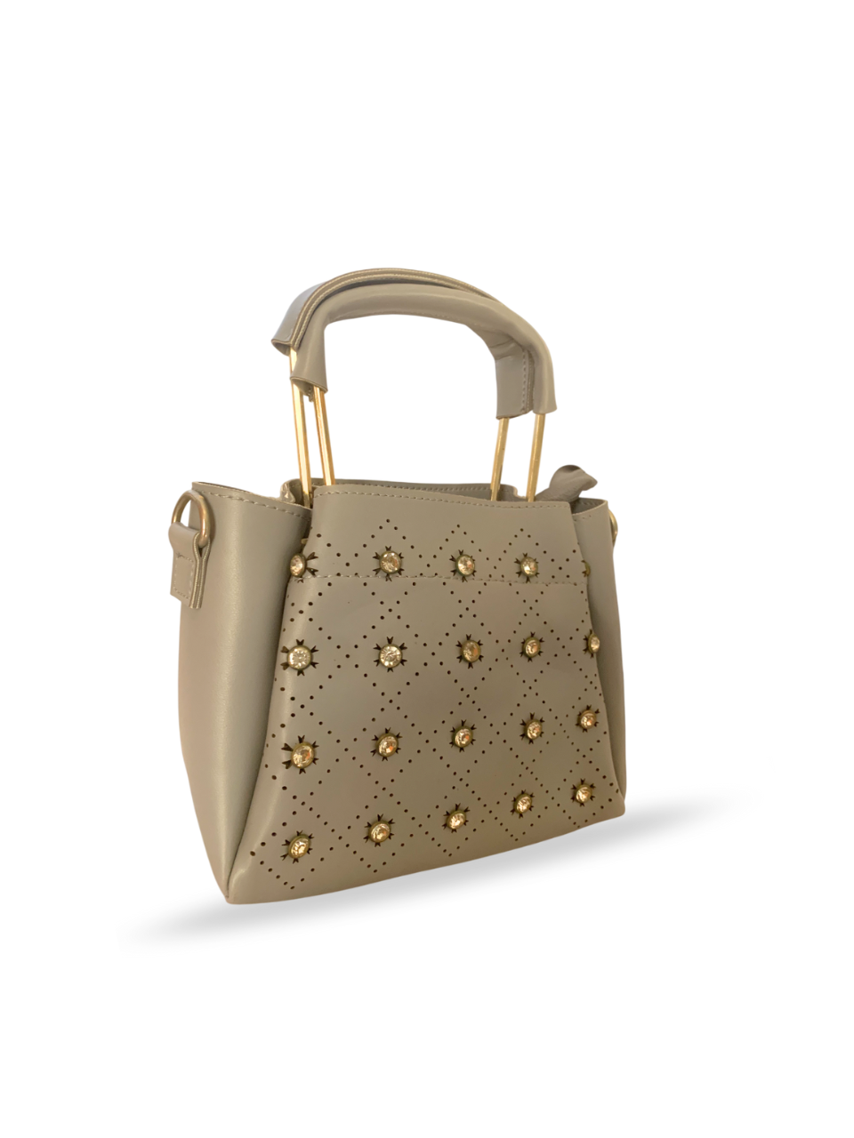 Elegant Beige Handbag with Gold Accents