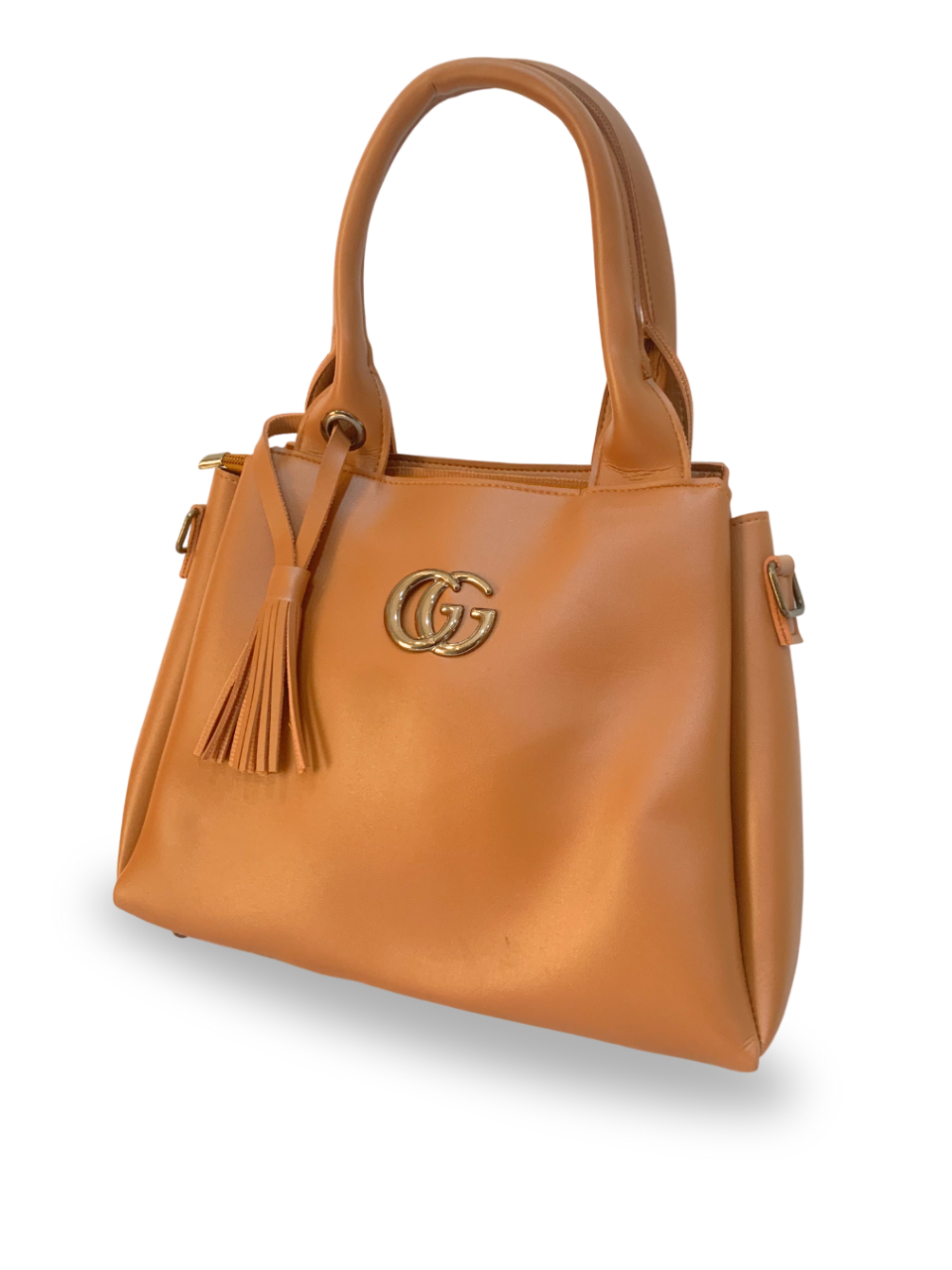 Stylish Tan Handbag with Tassel Accent