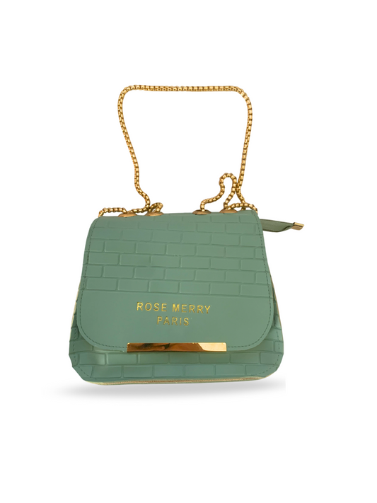 Rose Merry Paris Embossed Brick Pattern Shoulder Bag – Sage Green