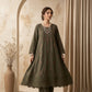 Army Green 2pc Embroidered Lawn Frock - Thread Work Edition - sitarastyle.com
