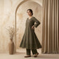 Army Green 2pc Embroidered Lawn Frock - Thread Work Edition - sitarastyle.com