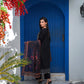Black Chikankari Embroidered 3pc Suit with Printed Chiffon Dupatta - sitarastyle.com