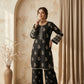 Black Embroidered 2 - Piece Lawn Suit with Flapper Trousers - sitarastyle.com