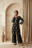 Black Embroidered 2 - Piece Lawn Suit with Flapper Trousers - sitarastyle.com