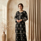 Black Embroidered 2 - Piece Lawn Suit with Flapper Trousers - sitarastyle.com