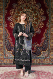 Black Embroidered 3-Piece Lawn Suit with Printed Silk Chiffon Dupatta - sitarastyle.com