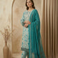 Cerulean Ferozi Embroidered 3 - Piece Lawn Suit - sitarastyle.com