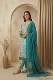 Cerulean Ferozi Embroidered 3 - Piece Lawn Suit - sitarastyle.com