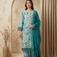 Cerulean Ferozi Embroidered 3 - Piece Lawn Suit - sitarastyle.com