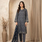 Charcoal Grey 3 - Piece Printed Lawn Suit with Lawn Dupatta - sitarastyle.com