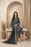Charcoal Grey 3 - Piece Printed Lawn Suit with Lawn Dupatta - sitarastyle.com