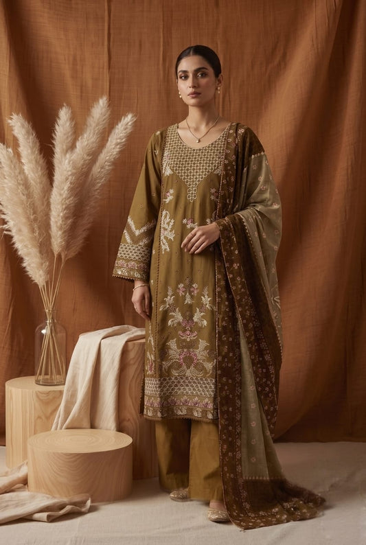 Chikankari Embroidered 3 - Piece Suit with Premium Chiffon Dupatta - sitarastyle.com