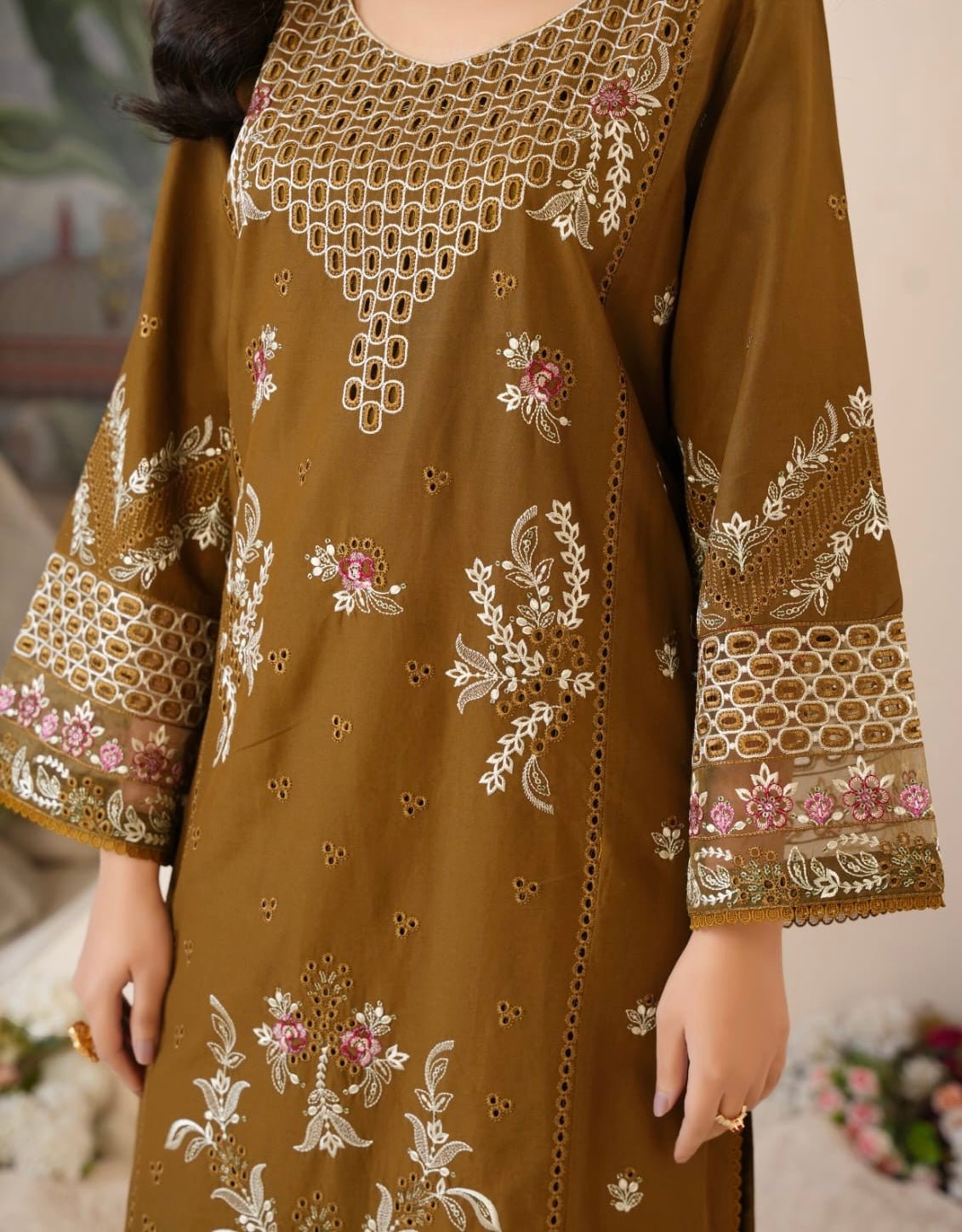 Chikankari Embroidered 3pc Suit with Premium Chiffon Dupatta - sitarastyle.com