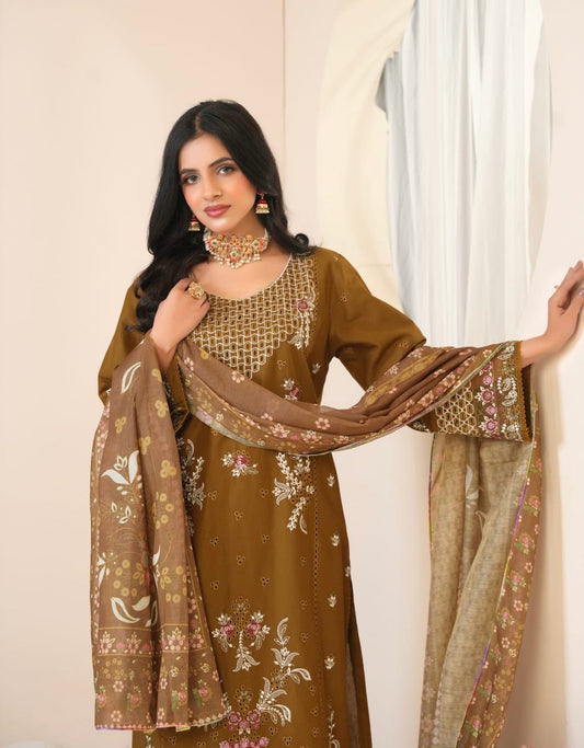 Chikankari Embroidered 3pc Suit with Premium Chiffon Dupatta - sitarastyle.com