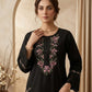 Classic Black 2pc Embroidered Lawn Suit | Thread Work Kurta - sitarastyle.com
