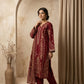 Crimson Red Embroidered 3 - Piece Lawn Suit - sitarastyle.com