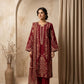 Crimson Red Embroidered 3 - Piece Lawn Suit - sitarastyle.com