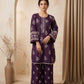 Dark Purple Embroidered 2 - Piece Suit with Flapper Trousers - sitarastyle.com