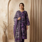 Deep Purple Printed Lawn 3 - Piece Suit with Embroidery - sitarastyle.com