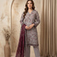 Dove Grey 3 - Piece Printed Lawn Suit with Lawn Dupatta - sitarastyle.com