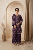 Dua | Dark Purple Embroidered 2pc Suit with Flapper Trousers - sitarastyle.com