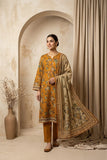 Earthy Brown Embroidered 3 - Piece Printed Lawn Suit - sitarastyle.com