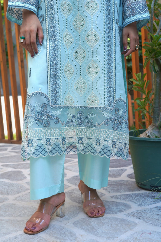 Ferozi Embroidered Chikankari Lawn Suit 3 Piece - sitarastyle.com