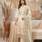 Ivory Cream Thread Work 3 - Piece Suit with Printed Chiffon Dupatta - sitarastyle.com