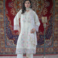 Ivory Cream Thread Work 3pc Suit with Printed Chiffon Dupatta - sitarastyle.com