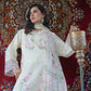Ivory Cream Thread Work 3pc Suit with Printed Chiffon Dupatta - sitarastyle.com