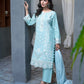 Light Blue Sequence & Thread Embroidered 3-Piece Lawn Suit - sitarastyle.com